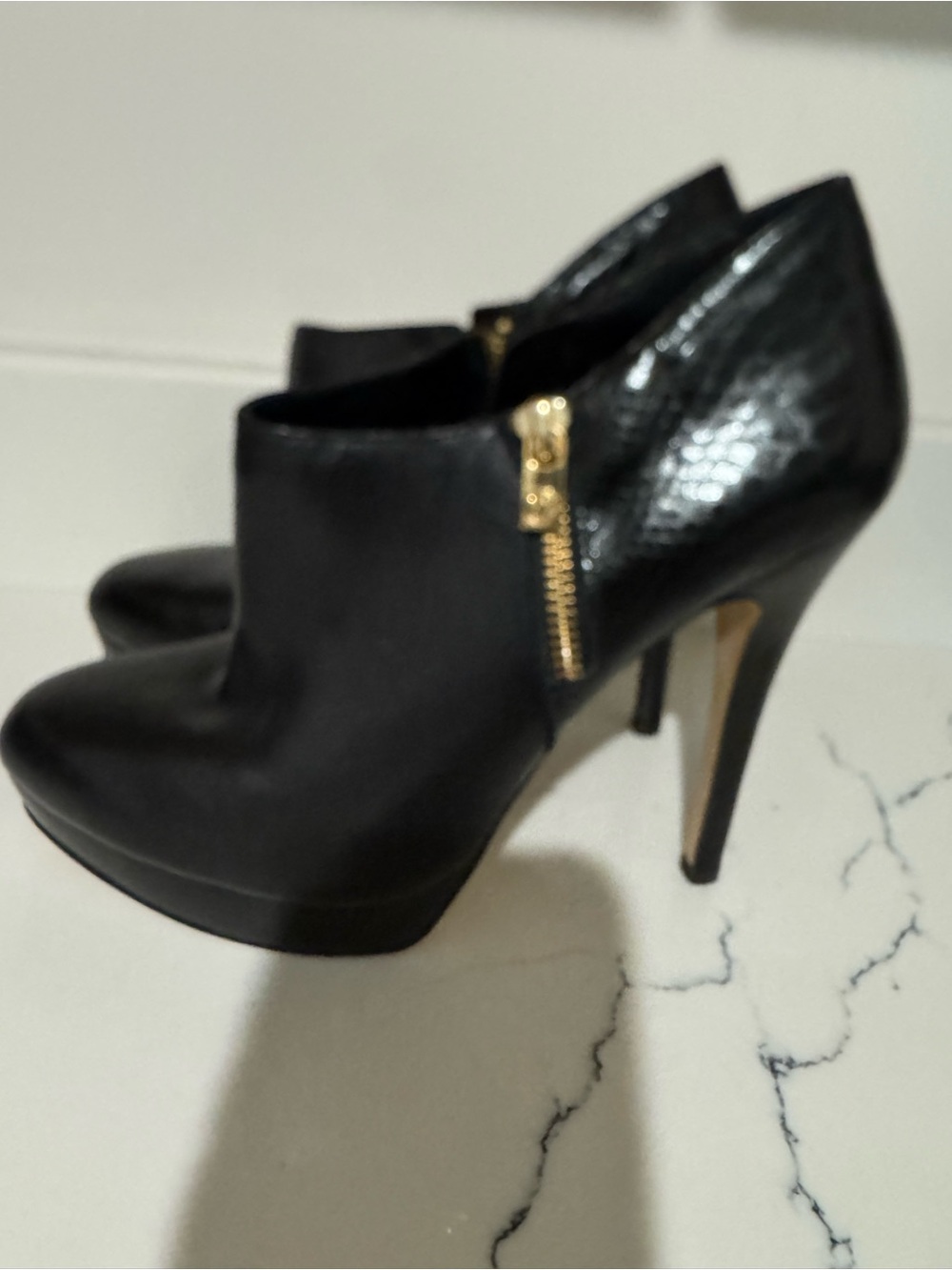 Michael Kors Size 9  High Heel Ankle Booties with Gold Zip